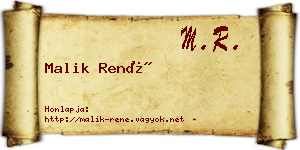 Malik René névjegykártya